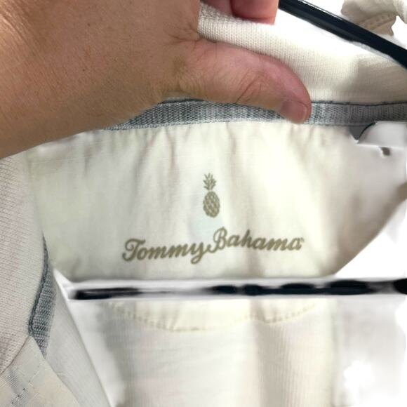 Tommy Bahama Ivory Quarter Zip Top L Tencel Blend‎ Quiet Luxury Coastal Casual - Picture 2 of 11